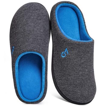VeraCosy Men’s Two-Tone Memory Foam House Slippers Indoor Outdoor Durable Rubber