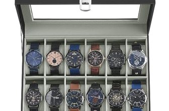 SONGMICS Watch Box, 12-Slot Watch Case Organizer with Large Glass Lid