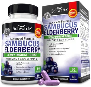 Elderberry Capsules with Zinc and Vitamin C for Adults