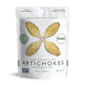 POSHI Artichoke Hearts with Basil and Thyme – Ready-to-Eat Snack Pack – Vegan