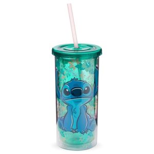 Silver Buffalo Disney Lilo and Stitch Tropical Pattern Plastic Tall Cold Cup wit