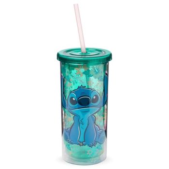 Silver Buffalo Disney Lilo and Stitch Tropical Pattern Plastic Tall Cold Cup wit