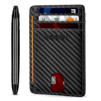 RUNBOX Slim Minimalist Front Pocket RFID Blocking Leather Wallets for Men and Wo