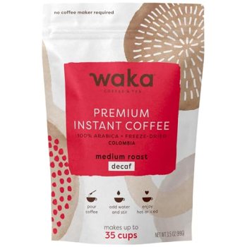 Waka Instant Coffee, Decaffeinated Medium Roast – 100% Arabica Colombian Beans