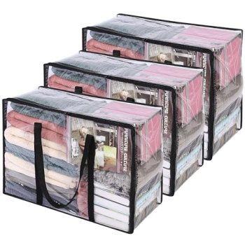 Vieshful 3 Pack Clear Clothes Storage Bag