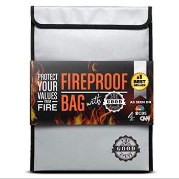 The Good Stuff Fireproof Document Bag Legal Size: 15″ x 11″ [2000°F Rated] Prote