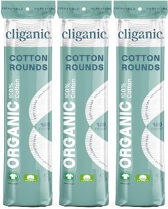 Cliganic Organic Cotton Rounds (300 Count) Makeup Remover Pads