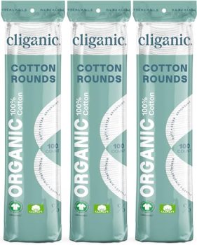 Cliganic Organic Cotton Rounds (300 Count) Makeup Remover Pads