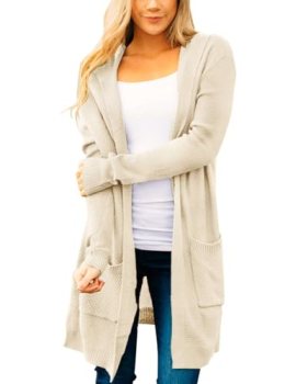 MEROKEETY Long Cardigans for Women 2026 Fall Winter Hooded Long Sleeve Open Fron