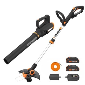 Worx 20V 12″ Cordless String Trimmer & 360 CFM Leaf Blower Combo