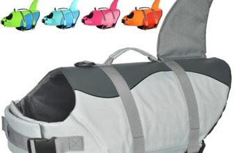 Doglay Dog Life Jacket, Ripstop Cute Shark Dog Life Jacket with Superior Buoyanc