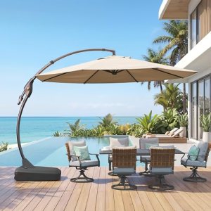 Grand patio 11FT Cantilever Umbrella with Base Outdoor Large Round Aluminum Offs