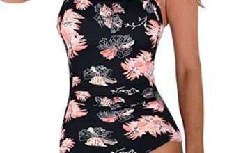Hilor Women’s One Piece Swimsuits Shirred Tank Swimwear Vintage Tummy Control Ba