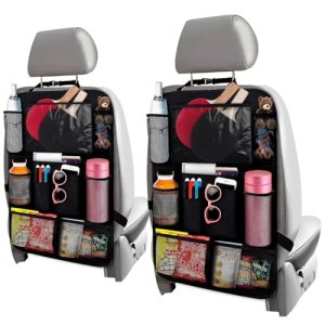 2 Pcs Backseat Car Organizer – Travel-Ready 23.4×16″ Back Seat Car Organizer wit