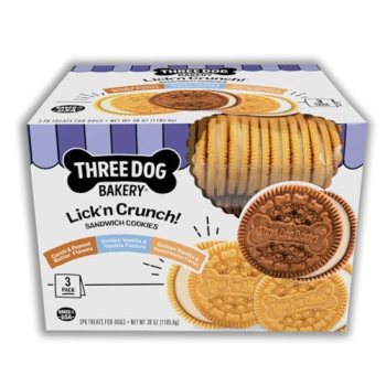 Three Dog Bakery Lick’n Crunch Sandwich Cookies Premium Dog Treats with No Artif