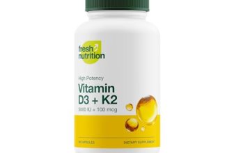Fresh Nutrition Vegan Vitamin D3 + K2 Capsules