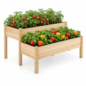 Yaheetech 47x41x30in Wooden Raised Garden Bed Horticulture Outdoor 2 Tiers Eleva