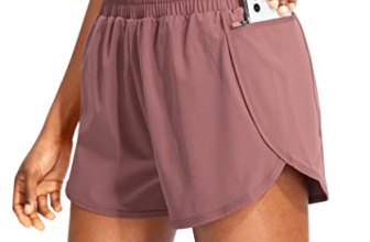 Soothfeel Womens Running Shorts with Zipper Pockets 3″ High Waisted Athletic Gym