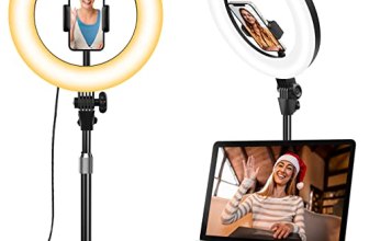 Desk Ring Light with Stand – 10.5” Desktop Ring Light with Phone Holder for Vid