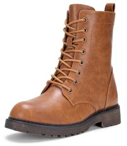 Vepose Women’s Combat Ankle Brown Flat Boots