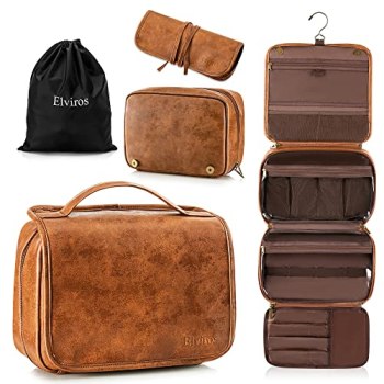 Elviros Hanging Toiletry Bag for Men Travel Essentials 3-in-1 Large Waterproof D