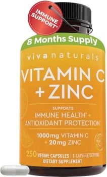 Viva Naturals Vitamin C and Zinc Supplements 1000mg