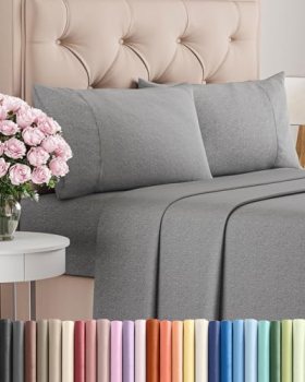 Queen Size 4 Piece Sheet Set – Comfy Breathable & Cooling Sheets