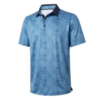 Golf Shirts for Men Dry Fit Short Sleeve Print Performance Moisture Wicking Polo