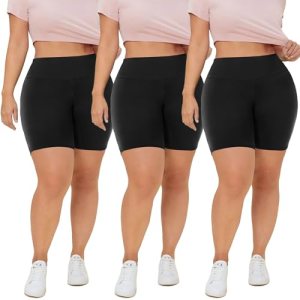 QGGQDD 3 Pack Plus Size 8in Biker Shorts for Women