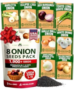 HOME GROWN 8 Onion Variety Mix 1600+ Heirloom Non-GMO Seeds for Planting