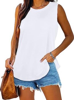 rosemia Womens Tank Tops Summer T Shirts Sleeveless Casual Loose Tunic Blouses(S