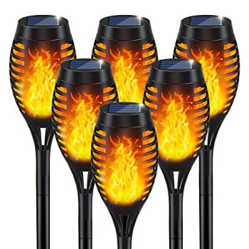 IkeeRuic Solar Lights Outdoor, Solar Torch Light with Flickering Flame for Outdo