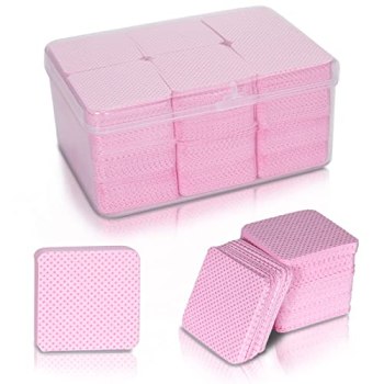 Bcowos Pink Lint Free Nail Wipes with Storage Case- 1080PCS Super Absorbent Nail