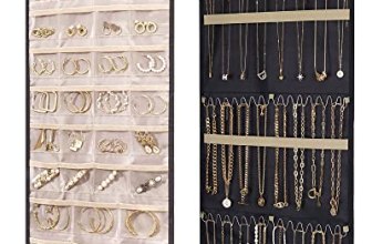 BAGSMART Hanging Jewelry Organizer Storage Roll with Hanger Metal Hooks Double-S