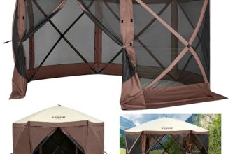 VEVOR 12 * 12ft 6 Sided Pop-up Canopy Shelter Tent with Mesh Windows