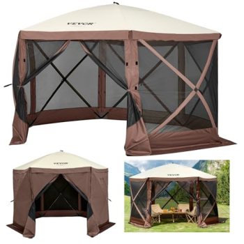 VEVOR 12 * 12ft 6 Sided Pop-up Canopy Shelter Tent with Mesh Windows
