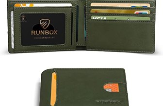 RUNBOX Wallet for Men Slim 11 Credit Card Holder Slots Leather RFID Blocking Sma
