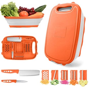 Camping Cutting Board, HI NINGER Collapsible Chopping Board with Colander
