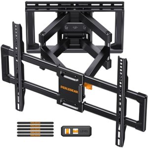 Perlegear UL Listed Full Motion TV Wall Mount for 42-90″ TVs up to 132lbs