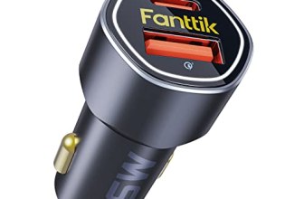 Fanttik 65W USB C Car Charger, Dual Port Fast Charging Car Adapter with PD3.0 QC