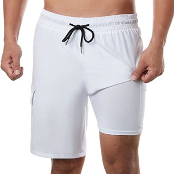 BRISIRA Mens Swim Trunks Bathing Suit 9 Inch Inseam Compression Liner Beach Long