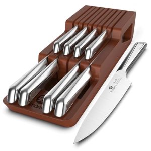 imarku Drawer Knife Set, 10 PCS Japanese Stainless Steel Knife Block Set