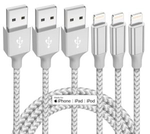 iPhone Charger 3 Pack 10 ft Apple MFi Certified Lightning Nylon Braided Cable Fa