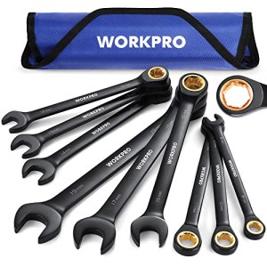 WORKPRO 9-Piece Anti-Slip Ratcheting Combination Wrench Set