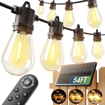 addlon 54FT(48+6) Solar String Lights Outdoor Waterproof with USB Charging & Rem