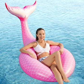 Jasonwell Giant Inflatable Mermaid Tail Pool Float with Fast Valves Pool Floatie