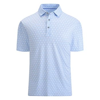 Esabel.C Golf Shirts for Men Dry Fit Performance Short Sleeve Print Moisture Wic