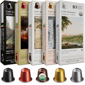 Organic USDA Café Romano Coffee Aluminum Espresso Pods For Nespresso Original Ma