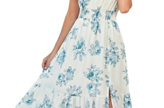 GRACE KARIN 2026 Womens Summer Dresses V Neck Ruffle Sleeve Floral Boho Beach A-