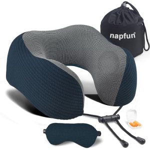 napfun Neck Pillow for Travel with Travel Pouch